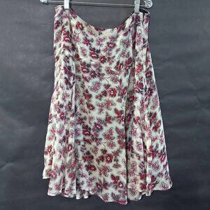 Anne Klein Size 12 Silk Skirt Floral Cottagecore EUC Burgundy Taupe  Red Flowy